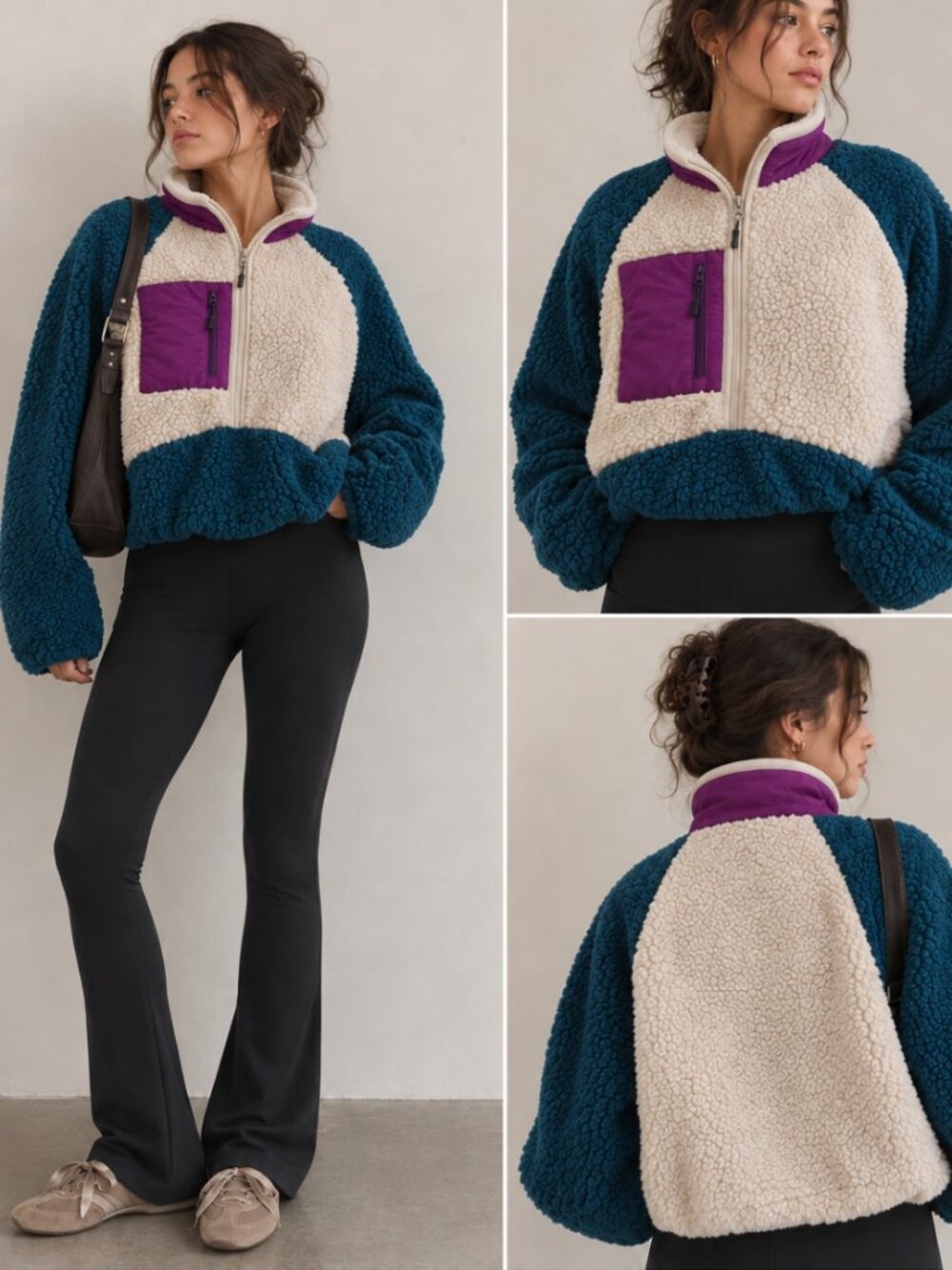 Stoic MTN Teddy Colorblock High Pile Fleece Pullover XS Gorpcore
